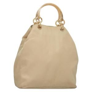 PRADA Hand Bag Nylon Beige Silver Auth bs28225
